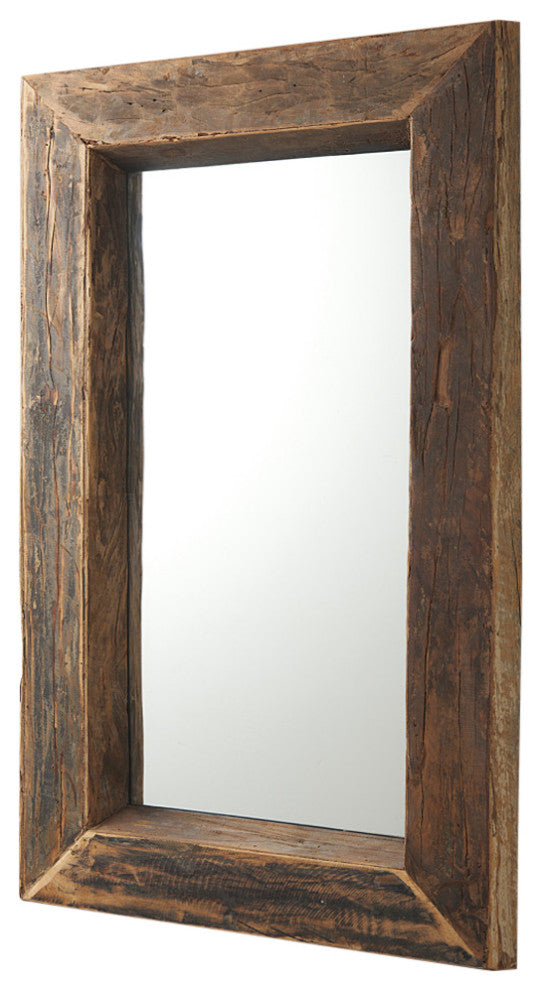 Gerome Brown Solid Wood Frame Rectangular Wall Mirror, 48" x 28"