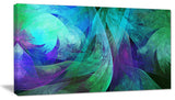 Green Fractal Abstract Pattern, Abstract Art on Canvas, 32x16