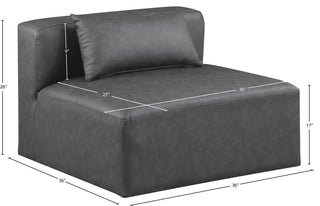 Cube Upholstered Modular Component, Grey, Vegan Leather, Armless Chair