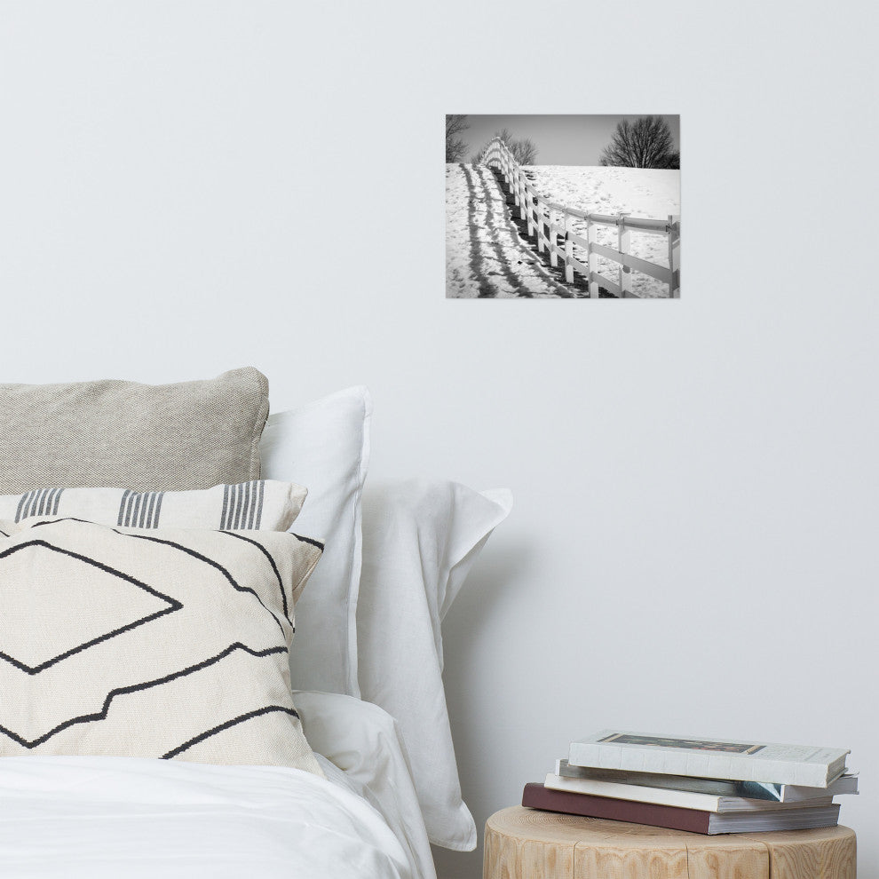 Endless Fences Black and White Landscape Photo Unframed Wall Art Print, 11" X 14"