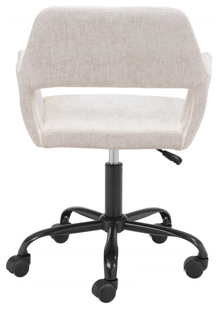 Beige Linen Look Rolling Office Chair