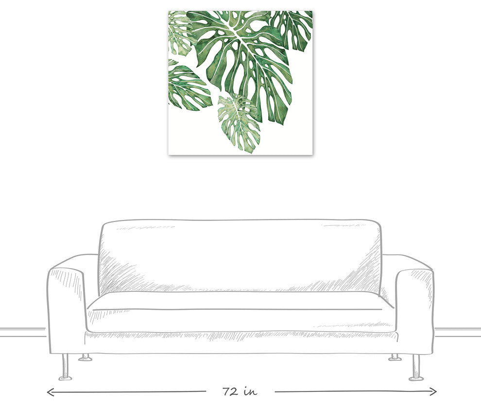 Green Tropical Leaves 30x30 Canvas Wall Art