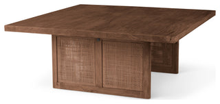 Grier Medium Brown Solid Wood & Cane Coffee Table