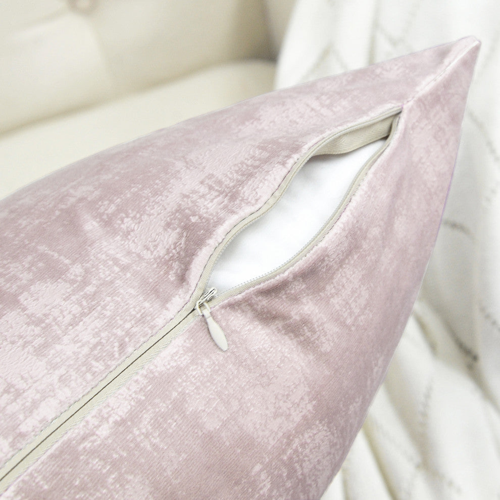Serenta Textured Velvet Pillow Shell, Set of 4, Softpink
