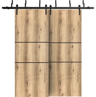 Barn Bypass Doors 84 x 96 | Planum 0014 Oak with  | Sturdy 8ft