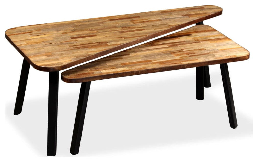 vidaXL Coffee Table Set 2 Pieces Reclaimed Teak