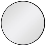 Round Black Metal Framed Wall Mirror, 35.5" X 35.5" Dia.