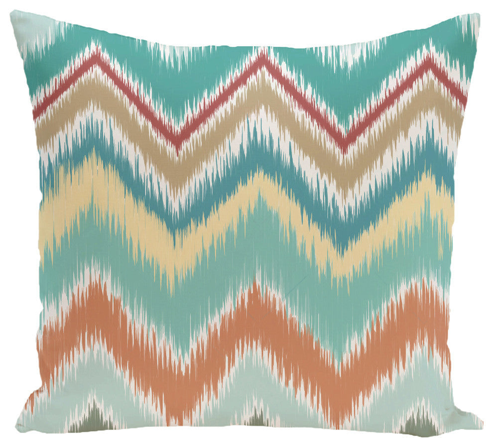 Ikat-Arina Stripe Print Pillow, Jade, 18"x18"
