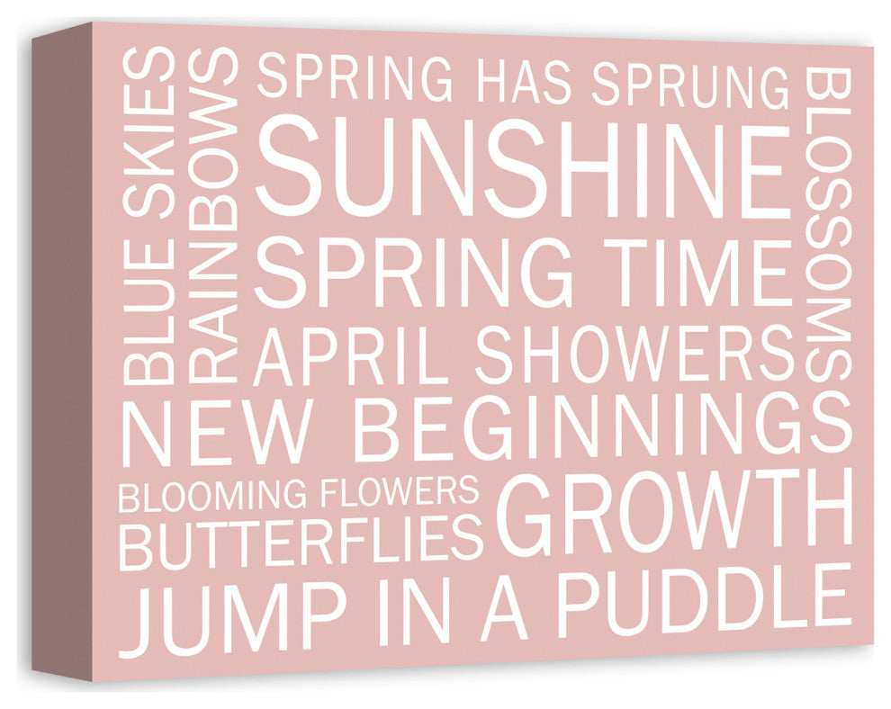 Pink Spring Sayings 14x11 Canvas Wall Art