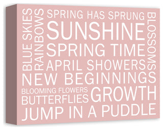 Pink Spring Sayings 14x11 Canvas Wall Art