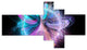 Blue Fractal Vortices of Energy, Floral Canvas Art Print, 60"x32", 5 panels