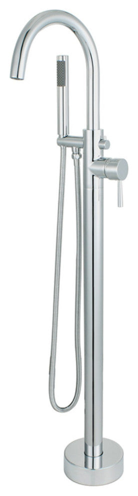 Single-Handle Floor-Mount Freestanding Tub Faucet With Hand Shower, Chrome
