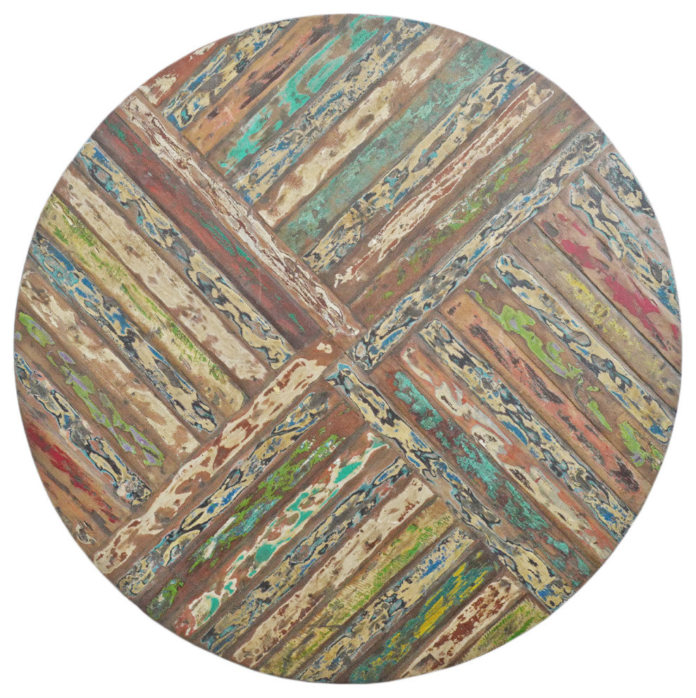 Reclaimed Round Boat Wood Coffee Table 3