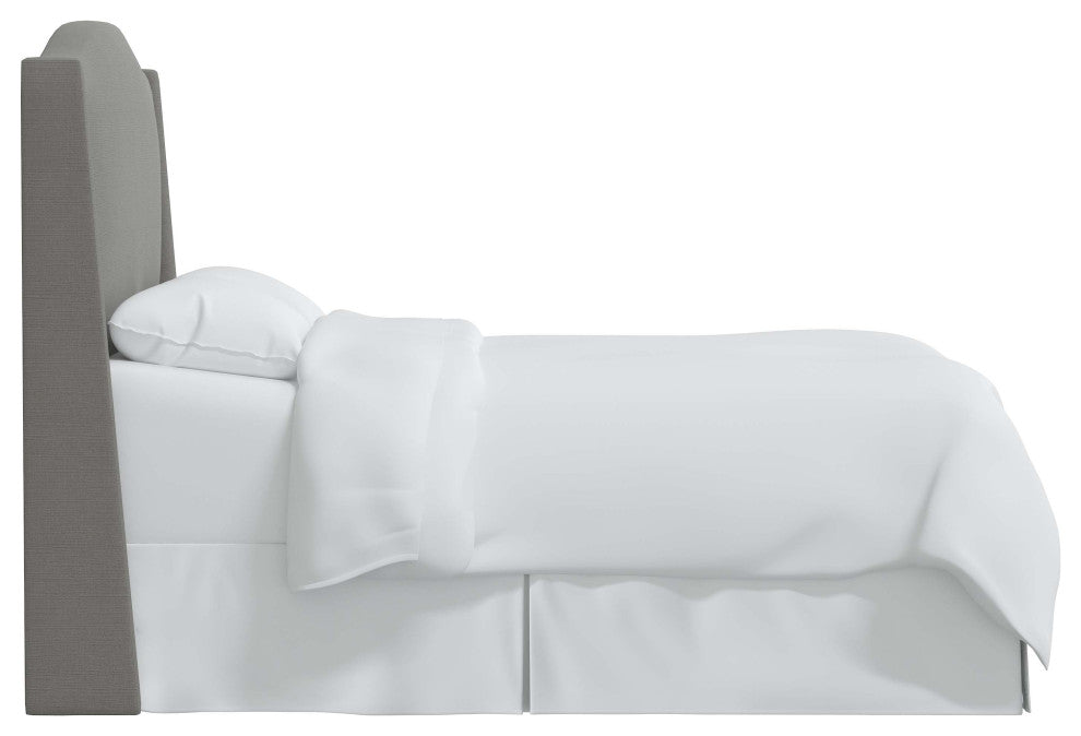 Camelback Wingback Headboard, Linen Gray, Twin