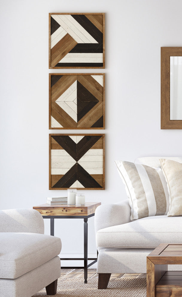 Ballez Wood Plaque Art Set, Multi/Brown 3 Piece