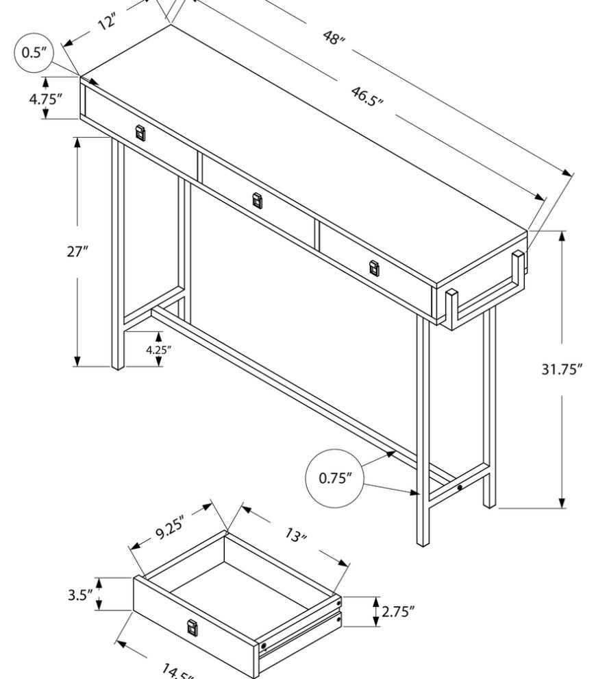 48" Taupe And Silver Console Table