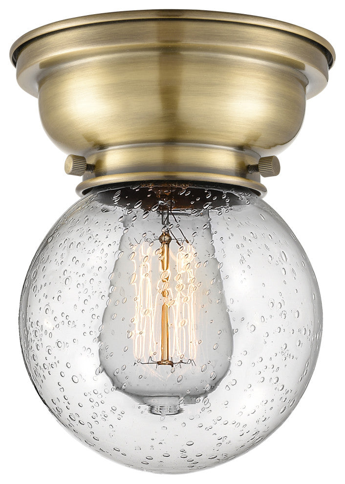 Innovations 623-1F-AB-G204-6 1-Light Flush Mount, Antique Brass