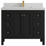 Nashville 42" Single Sink Bath Vanity, Black 2" Carrara Quartz