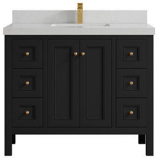 Nashville 42" Single Sink Bath Vanity, Black 2" Carrara Quartz