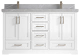 Boston 60 Double Bathroom Vanity in White 2" Pearl Gray
