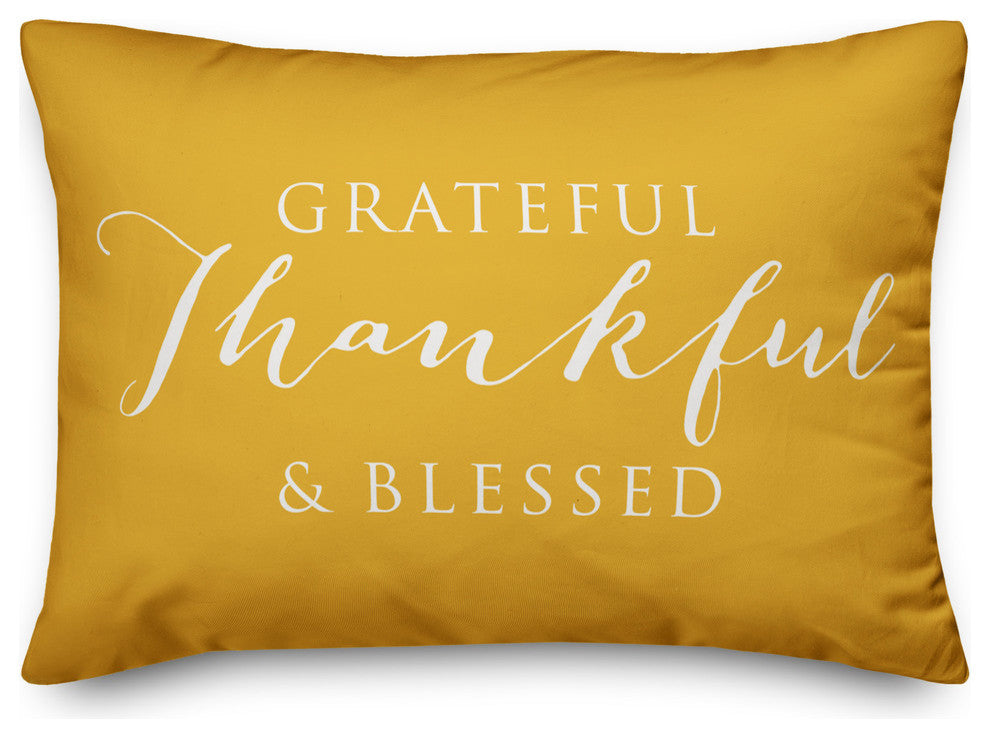 Grateful Thankful Blessed Outdoor Lumbar Pillow