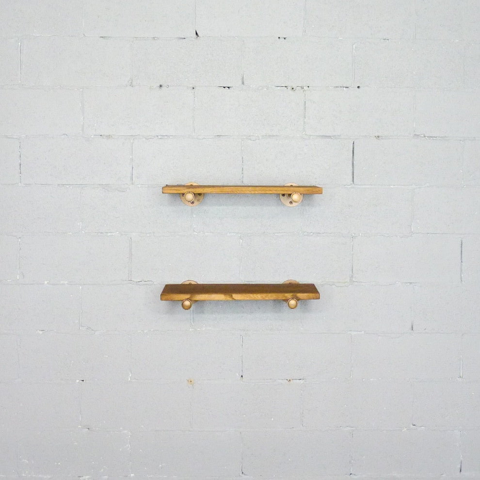 Honolulu 2-Piece Industrial Farmhouse 18" Shelf Set, Rustic Bronze