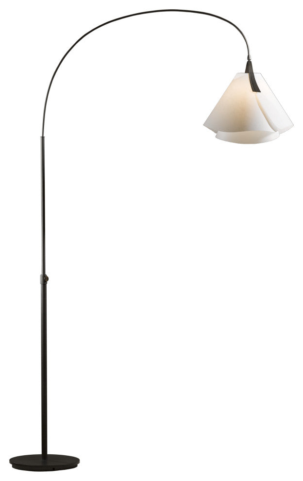 Mobius Arc Floor Lamp, Dark Smoke Finish, Spun Frost Shade