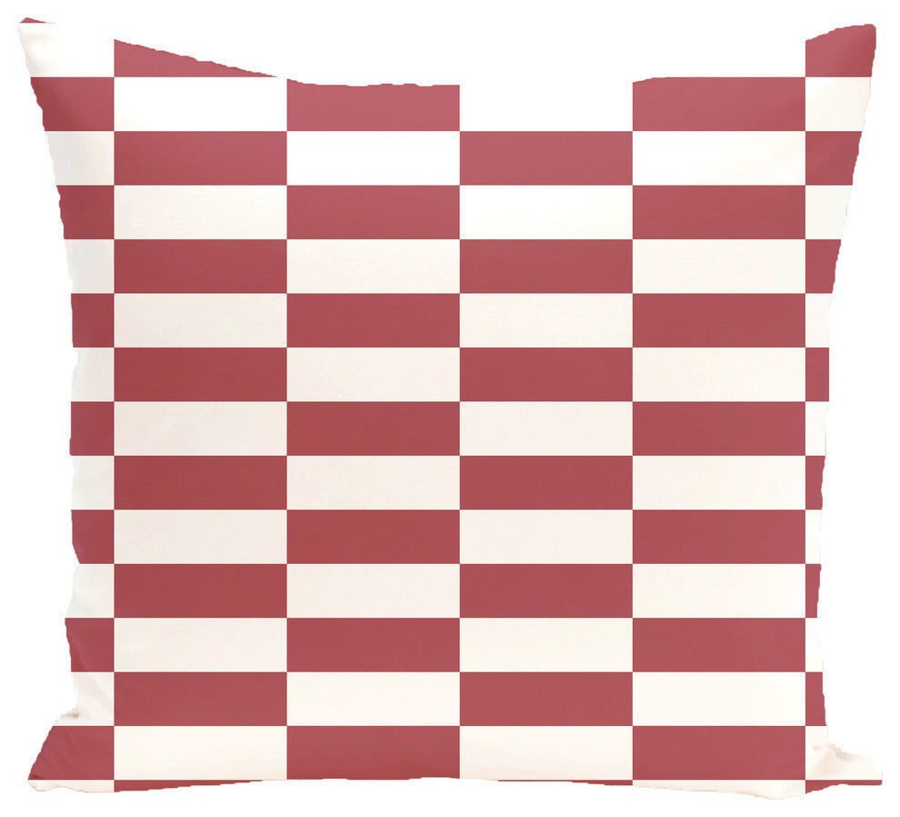 Stair Stepping Stripes Print Outdoor Pillow, Brick, 20"x20"