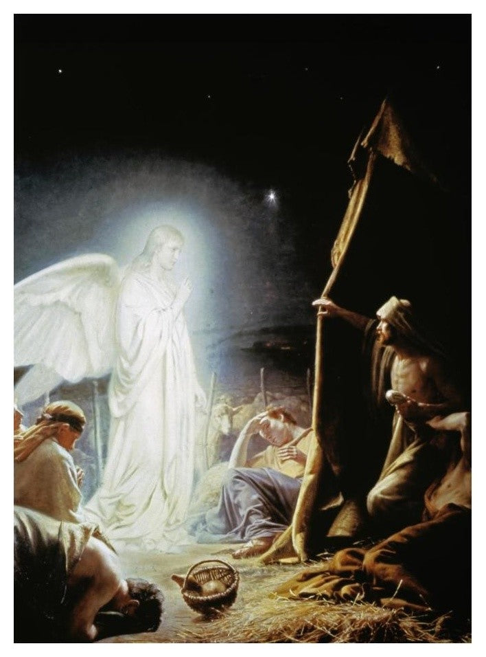 "Angel and the Shepherds" Digital Paper Print by Carl Bloch, 18"x24"