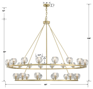 Aragon 30-Light Soft Brass Chandelier, Faceted Cut Crystal