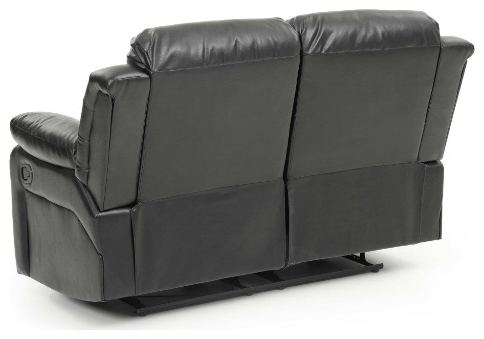 Daria 62 in. W Flared Arm Faux Leather Straight Reclining Sofa, Black