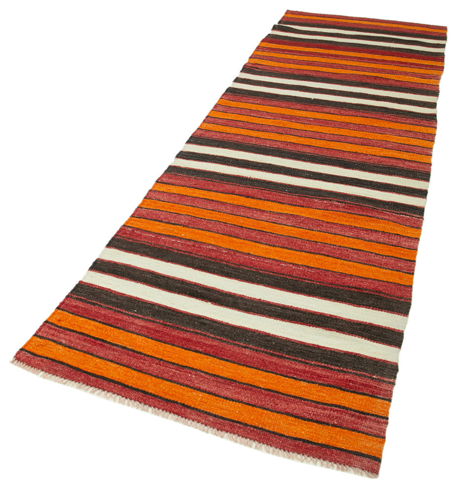 Rug N Carpet - Handmade Turkish 3' 2" x 10' 9" Unique Runner Kilim Rug