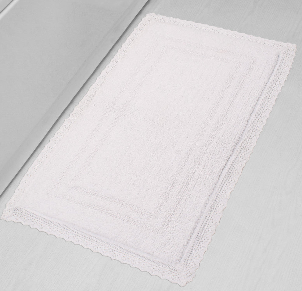 Opulent Reversible Bath Rug Set, 24x40 Rectangle, White