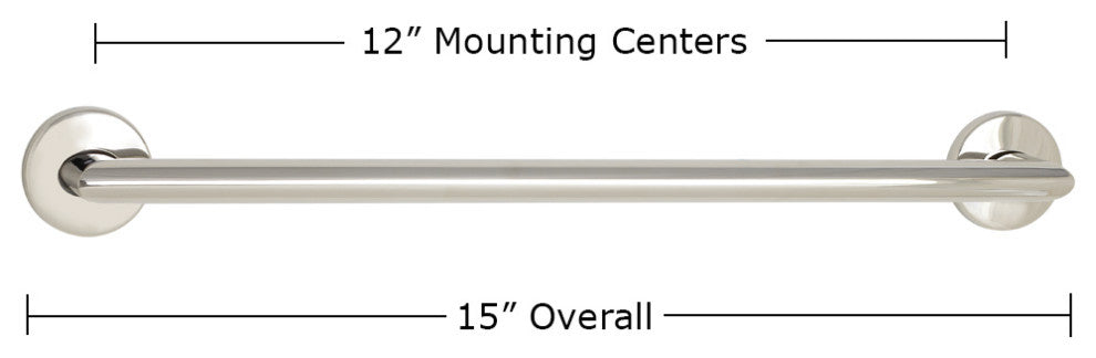 Coronado Designer Oval Bathroom Shower Grab Bar, Mitered Corners, Polished, 12"