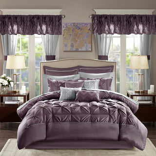 Madison Park Essentials Joella 24 Piece Room, a Bag, Plum