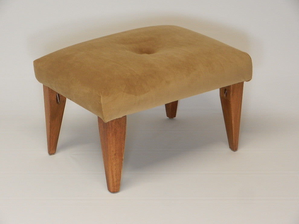 Tufted Suede Footstool, Creme