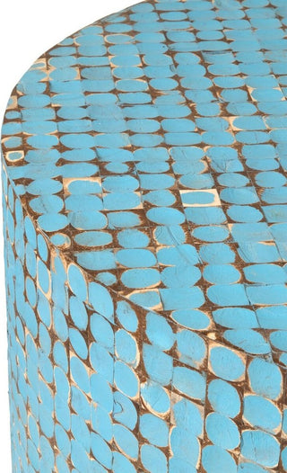 East at Main Cummings Blue Coconut Shell Inlay Round Coffee Table