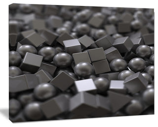 Balls and Cubes 3D Design, Abstract Canvas Art Print, 20"x12"