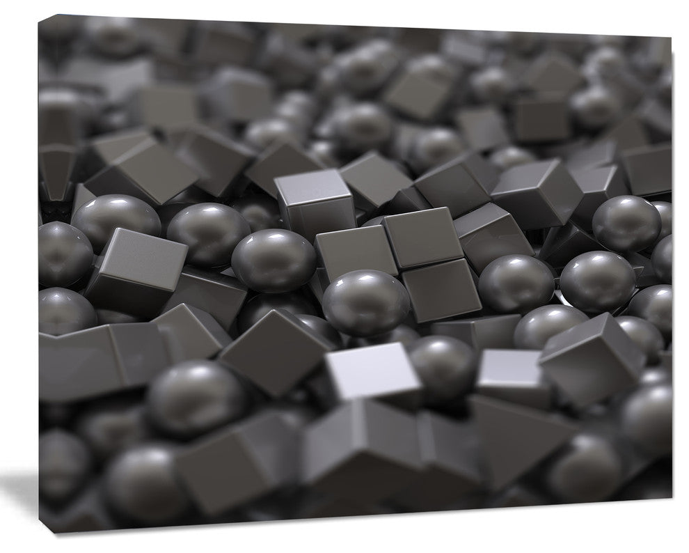 Balls and Cubes 3D Design, Abstract Canvas Art Print, 20"x12"