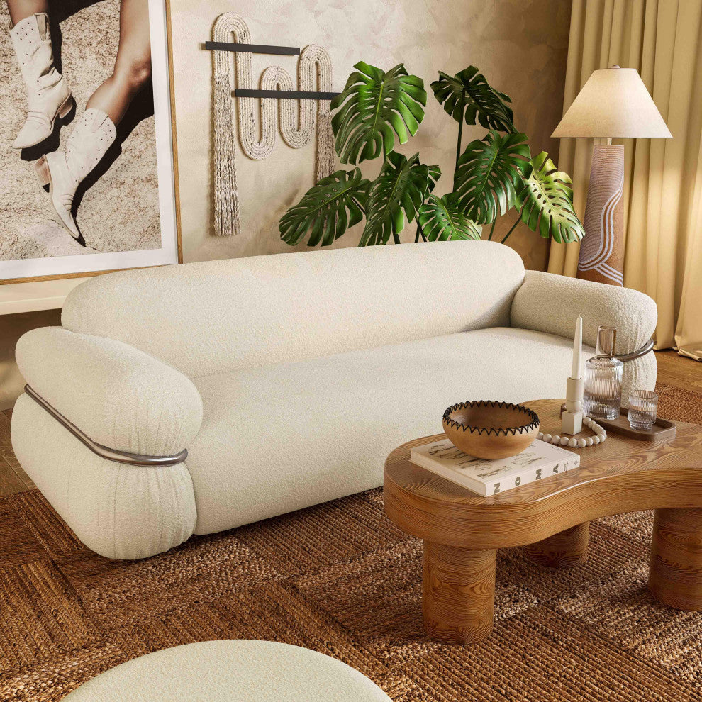 Leyla Cream Boucle Sofa Cream