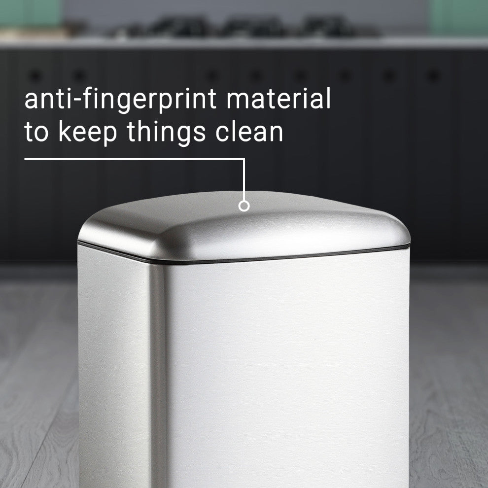 Ashley Rectangular Trash Can With Soft-Close Lid, Steel, 8 gal.