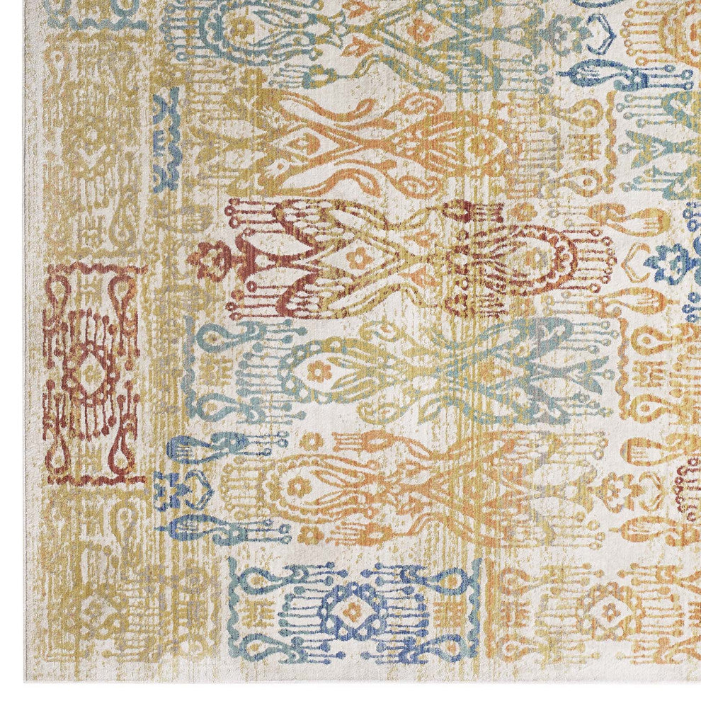 Multicolored Solimar Distressed Southwestern Aztec 8x10 Area Rug