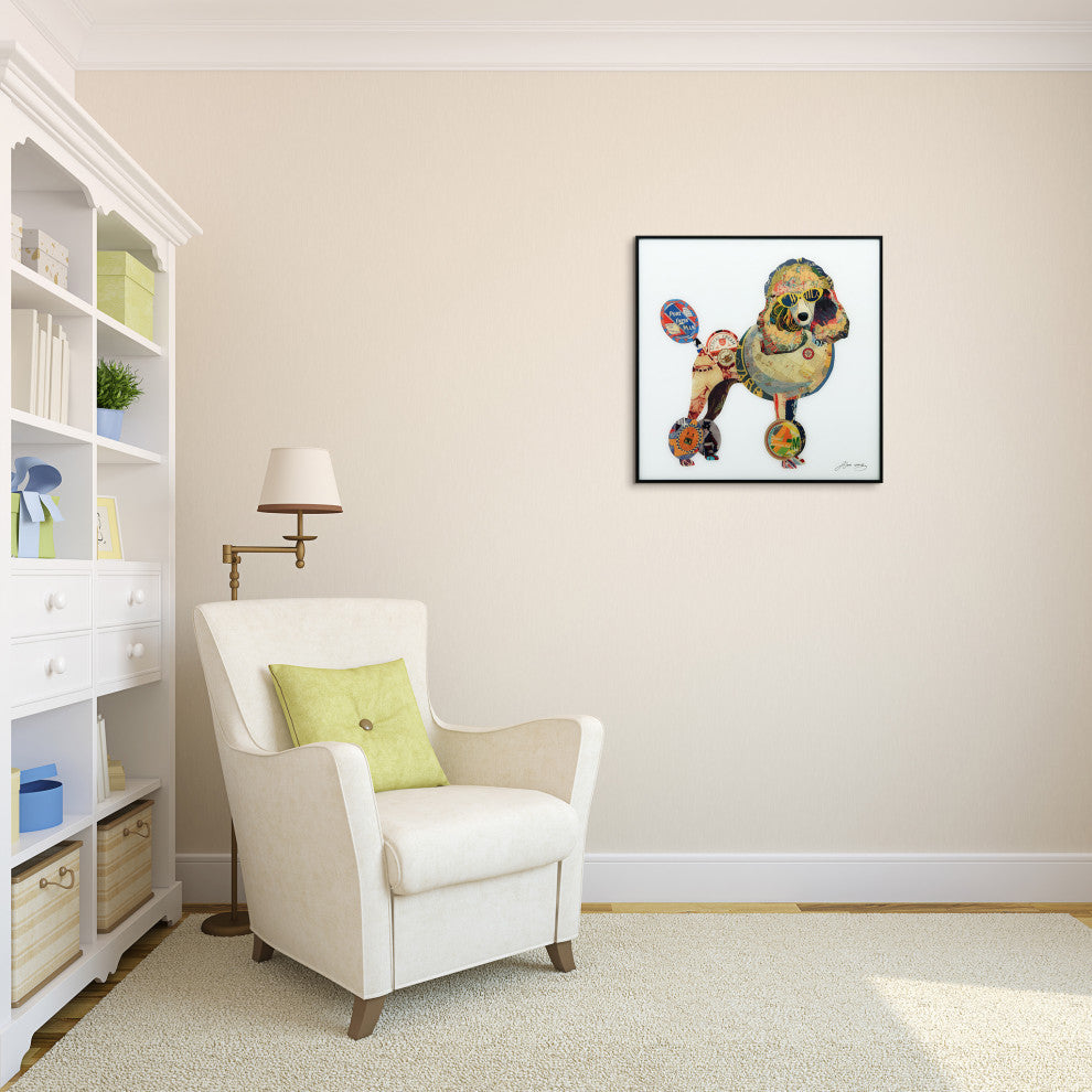 "Poodle" Printed Wall Art With Black Anodized Aluminum Frame