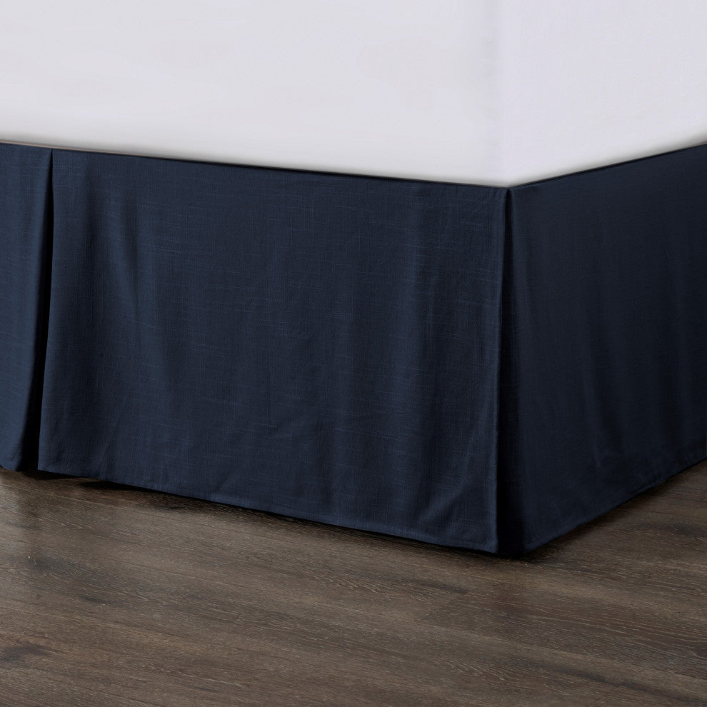 Tailored Linen Bed Skirt, King, Navy