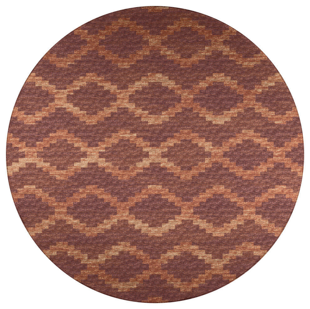 Indoor/Outdoor Sedona SN9 Spice Machine Washable 6' x 6' Round Rug