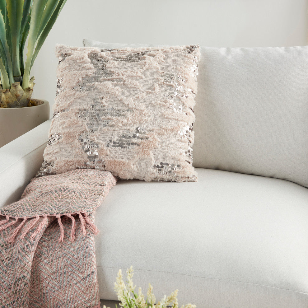 Mina Victory VV212 Throw Pillow, Beige, 20"X20"