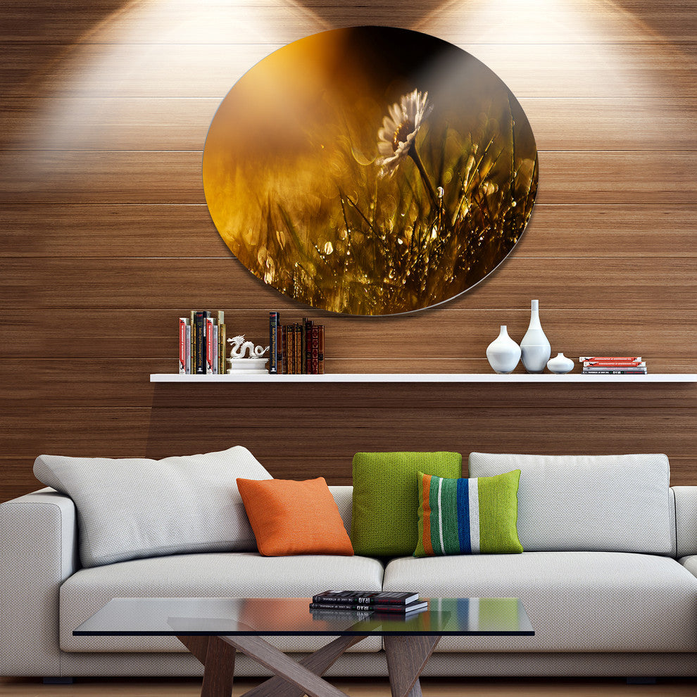 Vintage Wild Flower In Sunset, Modern Flower Round Wall Art, 38"