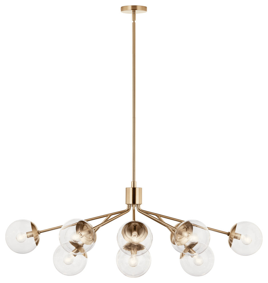 Silvarious Linear Convertible Chandelier, Champagne Bronze Clear, 12 Light