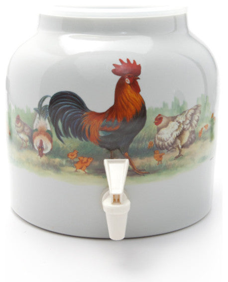 Goldwell Designs Handsome Rooster Design Water Dispenser Crock