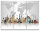 "Famous Monuments Across World" Art Canvas Print, 3 Panels, 36"x28"